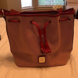 Dooney and Bourke red bucket hobo bag